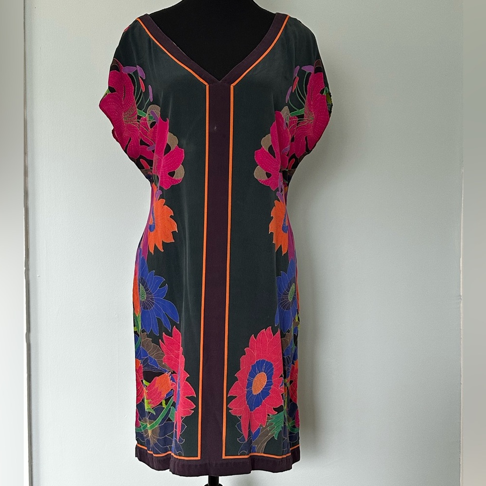 Maeve by Anthropologie 100% Silk Floral Tunic Dress – XS (Fits S/M) Boho Shift